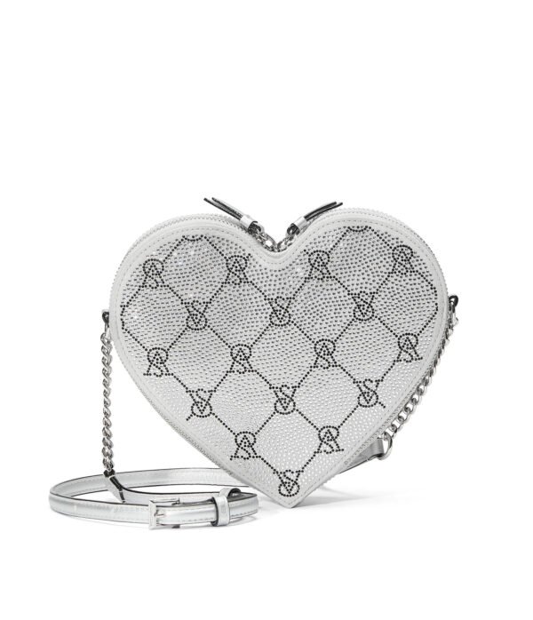 carteracpbvs1 Cartera Corazon Plateado Brillante Victoria’s Secret